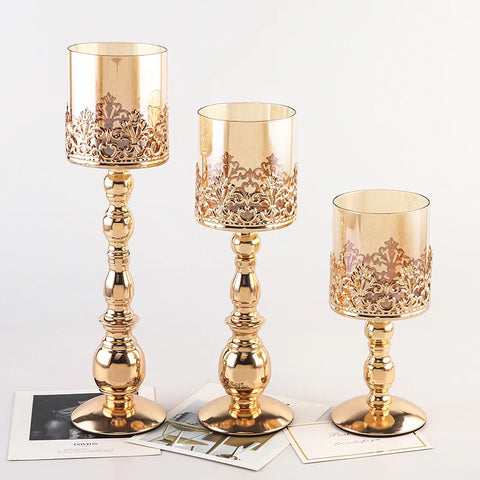 Gold Glass Candle Holders-ToShay.org