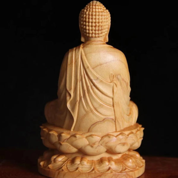 Wood Lotus Buddha Statue-ToShay.org