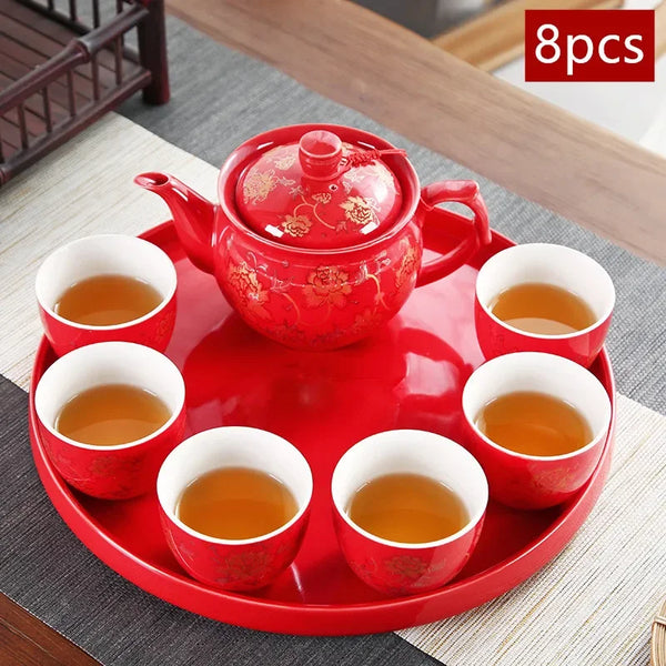 Red Ceramic Tea Sets-ToShay.org