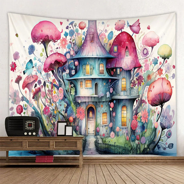 Mushroom House Tapestry-ToShay.org