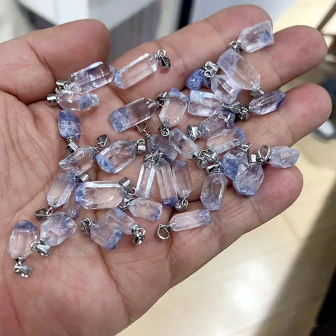 Clear Dumortierite Quartz Pendant-ToShay.org