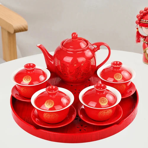 Red Ceramic Tea Set-ToShay.org