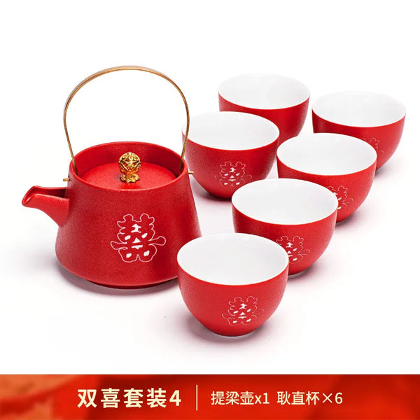 Red Ceramic Tea Set-ToShay.org