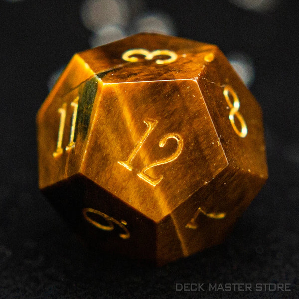 Yellow Tiger Eye Platonic Solid Dice-ToShay.org