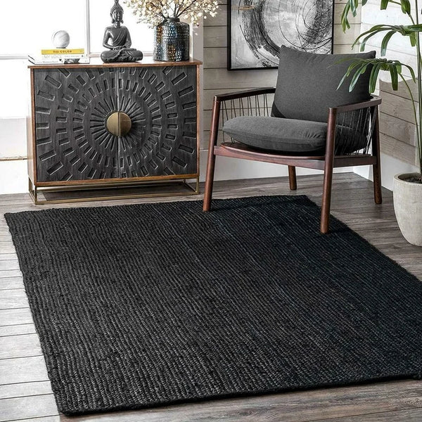 Jute Woven Black Rug-ToShay.org