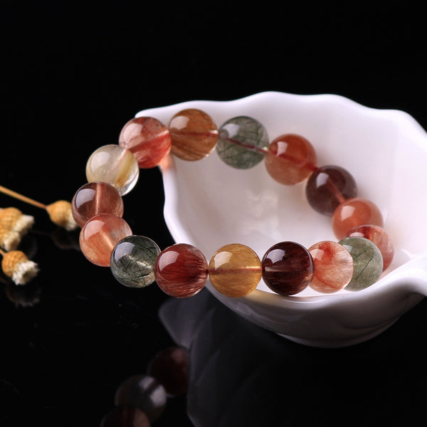 Red Green Rutilated Quartz Bracelet-ToShay.org