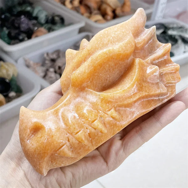 Yellow Sun Stone Dragon Skull-ToShay.org