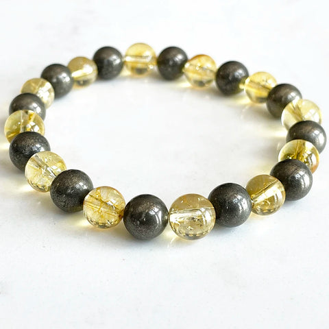 Yellow Citrine Pyrite Bracelet-ToShay.org