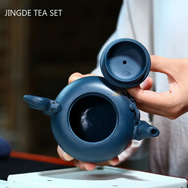 Blue Azure Clay Teapot-ToShay.org