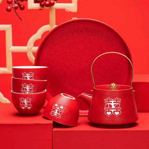 Red Ceramic Tea Set-ToShay.org