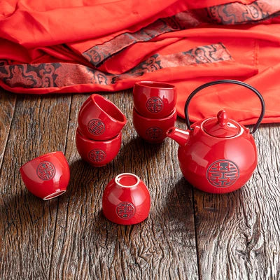 Red Ceramic Tea Sets-ToShay.org