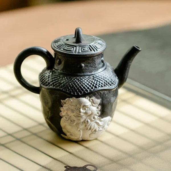 Black Painted Silver Teapot-ToShay.org