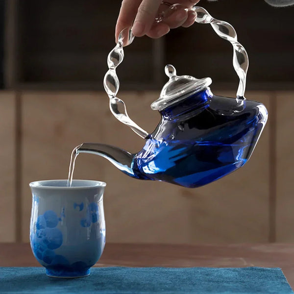 Blue Glass Teapot-ToShay.org