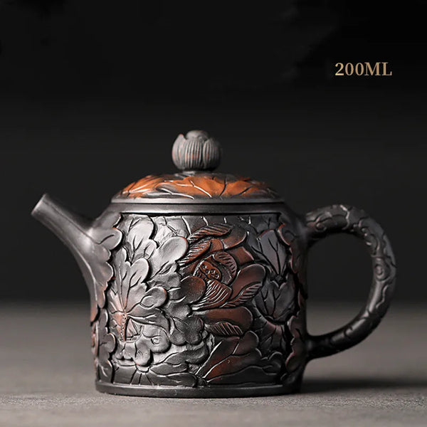 Purple Clay Embossed Teapot-ToShay.org