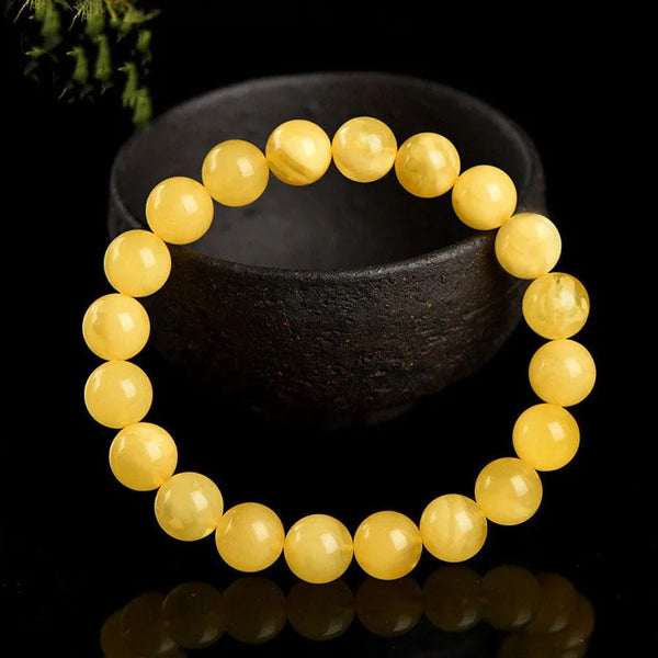 Yellow Amber Bead Bracelet-ToShay.org