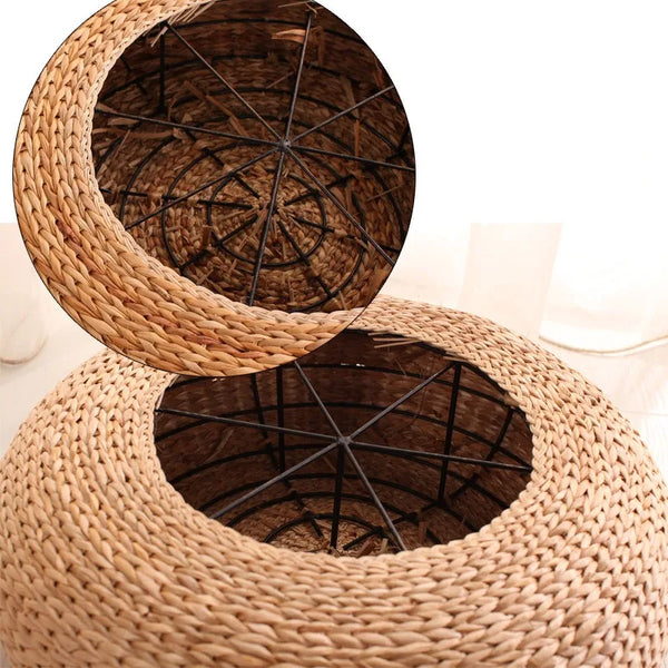 Weave Straw Pouf-ToShay.org