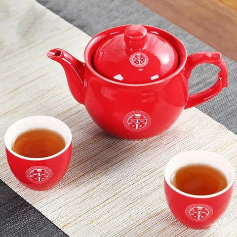 Red Ceramic Tea Set-ToShay.org