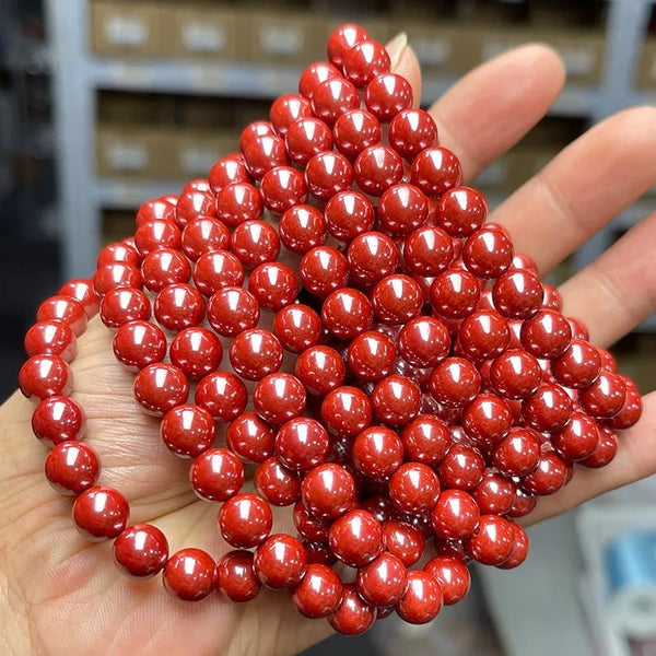 Red Cinnabar Bead Bracelet-ToShay.org