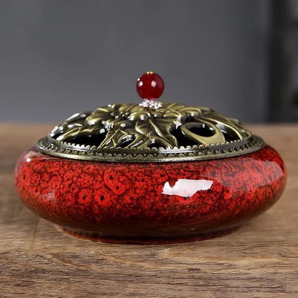 Crackle Glaze Ceramic Incense Censer-ToShay.org