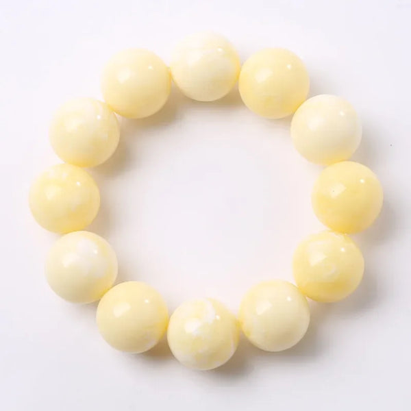 White Honey Amber Bead Bracelet-ToShay.org