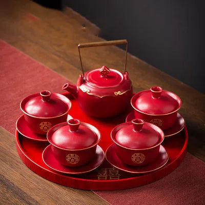 Red Ceramic Tea Sets-ToShay.org