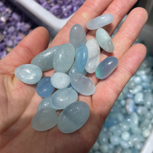 Blue Aquamarine Tumbled Stones-ToShay.org