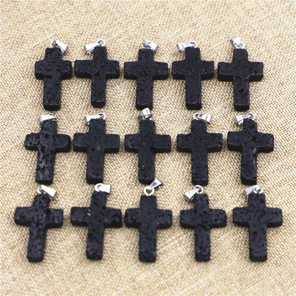 Black Lava Stone Cross-ToShay.org