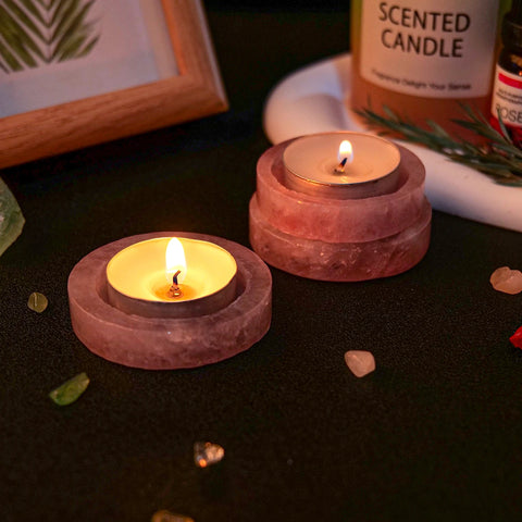 Pink Rose Quartz Candle Holder-ToShay.org