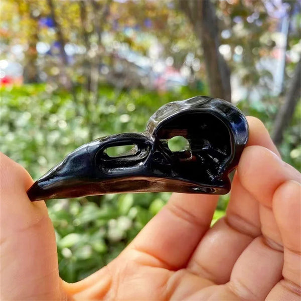 Black Obsidian Raven Skull-ToShay.org