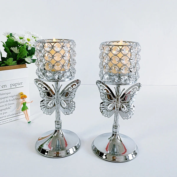 Gold Crystal Bead Candle Holders-ToShay.org