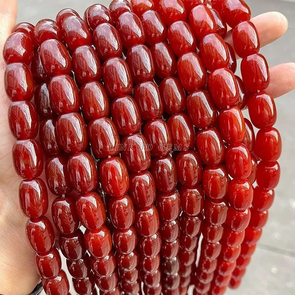 Red Agate Barrel Beads-ToShay.org