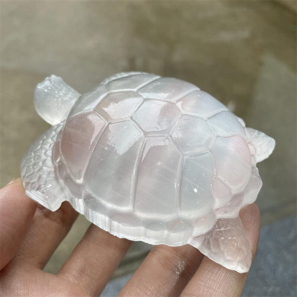 White Selenite Crystal Tortoise-ToShay.org