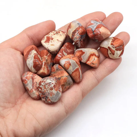 Red Silver Leaf Tumbled Stones-ToShay.org