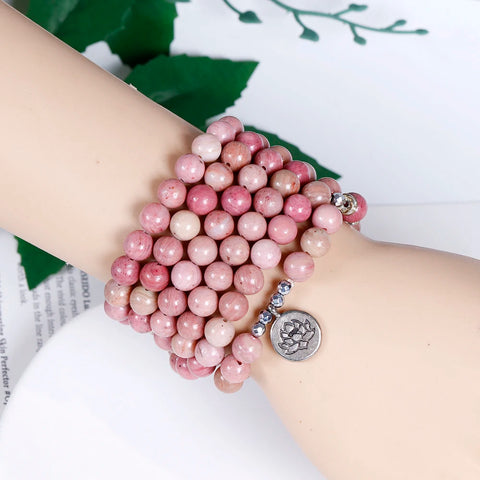 Pink Rhodochrosite Mala Beads-ToShay.org