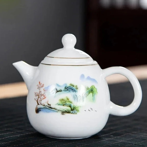 White Painted Porcelain Teapot-ToShay.org