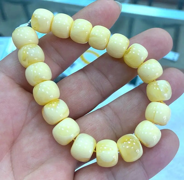 Yellow Amber Bead Bracelet-ToShay.org