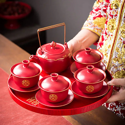 Red Ceramic Tea Sets-ToShay.org