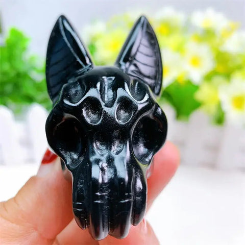 Black Obsidian Bat Skull-ToShay.org