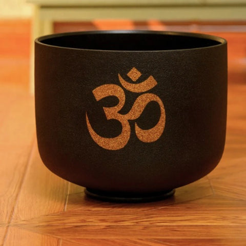 Black Om Frosted Crystal Bowl-ToShay.org