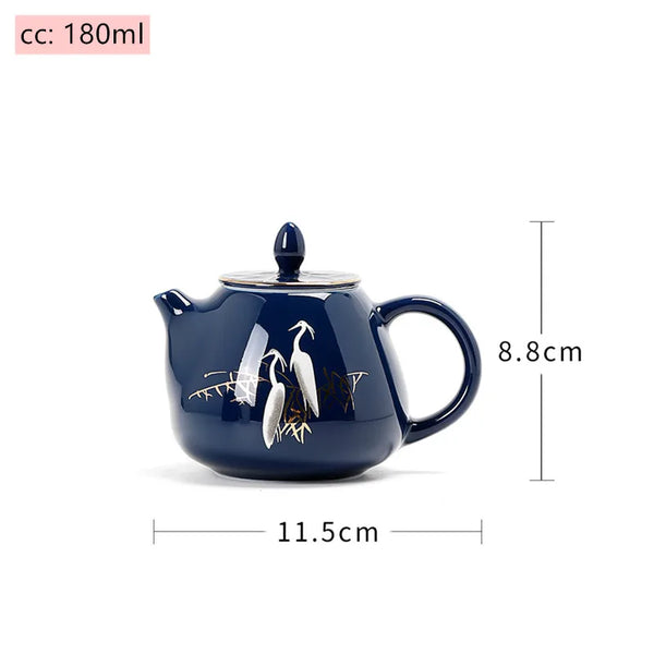 Crane Blue Ceramic Tea Pot-ToShay.org