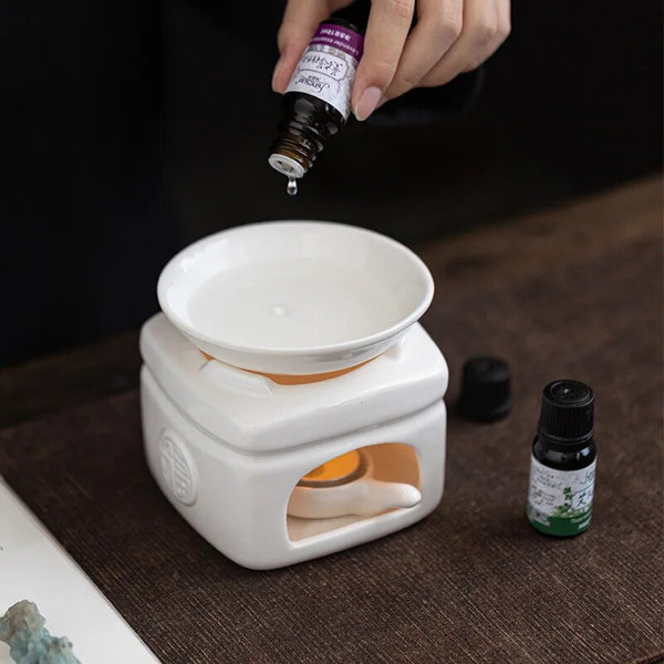 White Ceramic Essential Oil Burner-ToShay.org