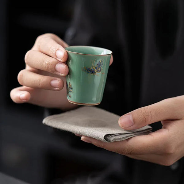 Celadon Green Porcelain Tea Cups-ToShay.org