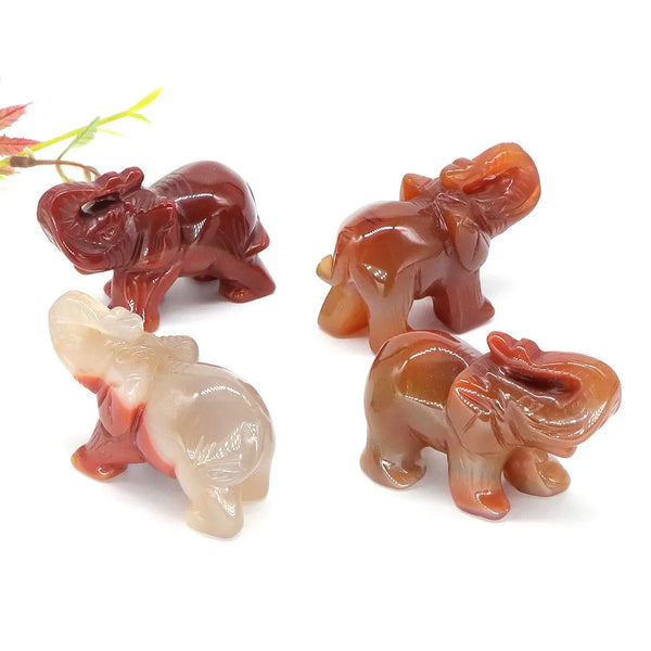 Red Agate Carved Elephant-ToShay.org