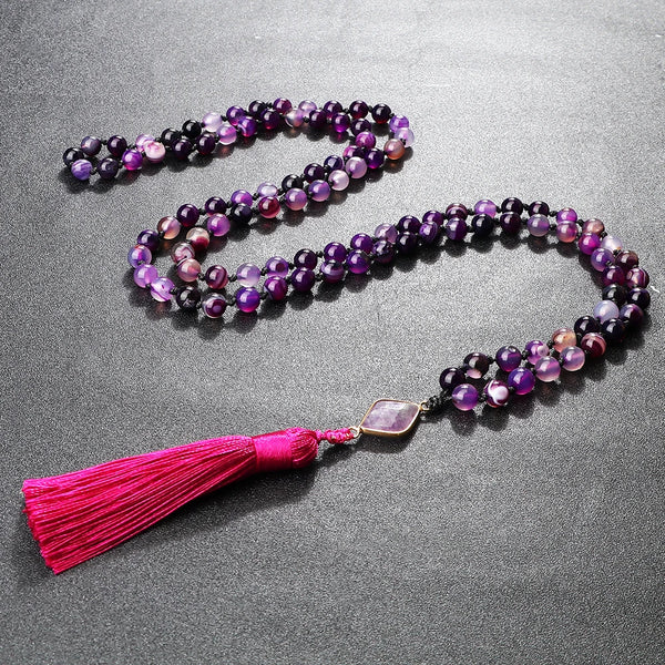 Purple Agate Mala Beads-ToShay.org