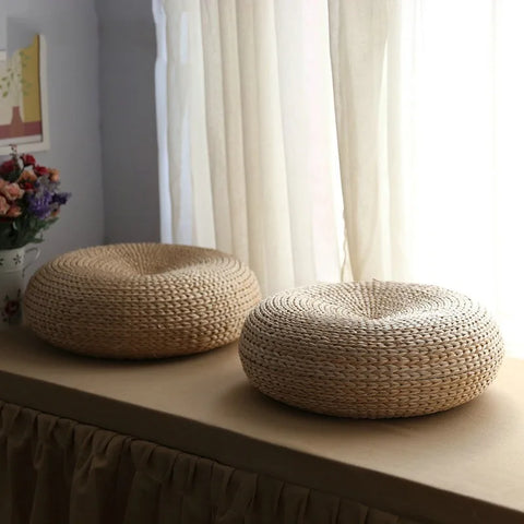 Weave Straw Pouf-ToShay.org