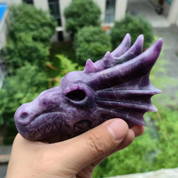 Purple Lepidolite Dragon Skull-ToShay.org