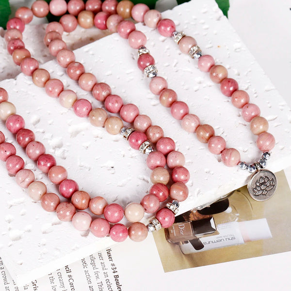 Pink Rhodochrosite Mala Beads-ToShay.org