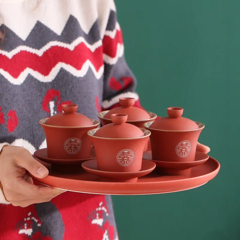 Red Ceramic Tea Bowls-ToShay.org