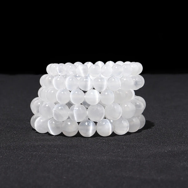 White Selenite Bead Bracelet-ToShay.org