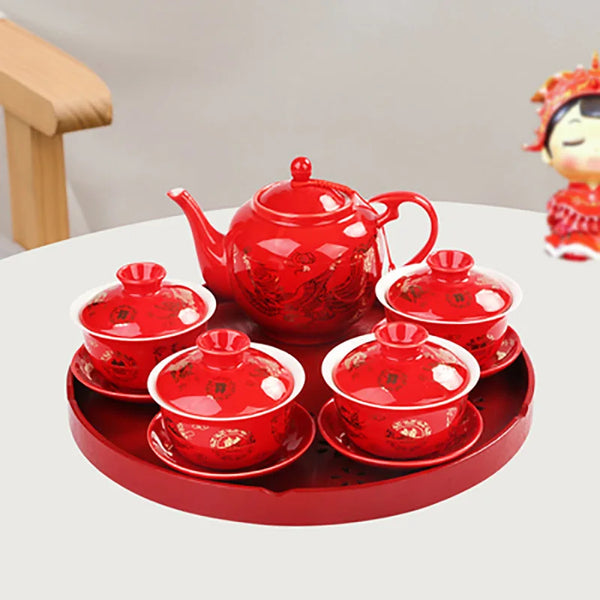 Red Gaiwan Tea Sets-ToShay.org